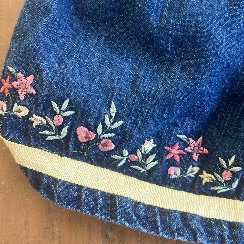 Gymboree vintage floral embroidered denim jumper dress